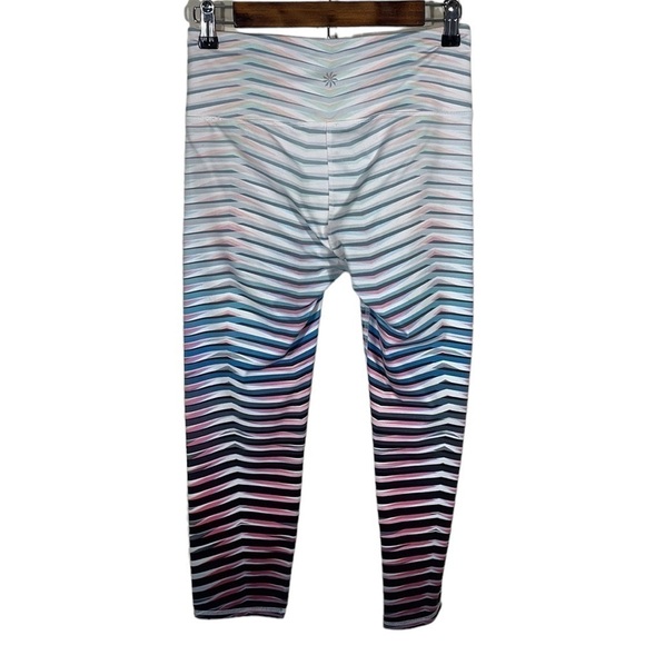 Athleta Leggings Pants Capri Purple High Rise Stripes Athleisure Active Sz Small - Picture 4 of 10